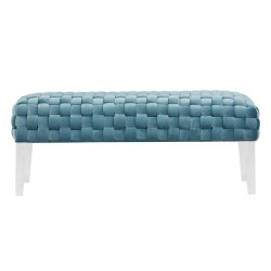 Divani Casa Tracy Modern Blue Velvet Bench