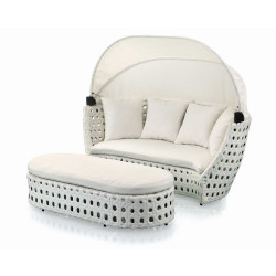 Aruba - Modern White Wicker Round Bed