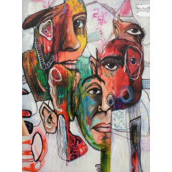 Modrest Faces - Abstract Oil Painting