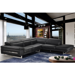 Accenti Italia Lazio - Italian Black Leather Right Facing Sectional Sofa