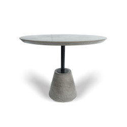 Modrest Nathrop - Modern Grey Concrete & Black Metal Round Dining Table