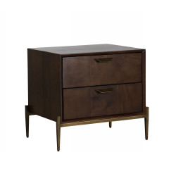 Modrest Shane - Modern Acacia & Brass Nightstand