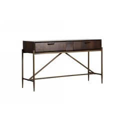 Modrest Shane - Modern Acacia & Brass Console Table