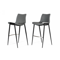 Modrest Bitely - Modern Gray Eco-Leather Bar Stool (Set of 2)