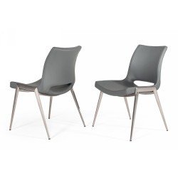 Modrest Jackie - Modern Grey Eco-Leather Dining Chair (Set of 2)