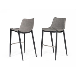 Modrest Jane - Modern Grey Eco-Leather Bar Stool (Set of 2)