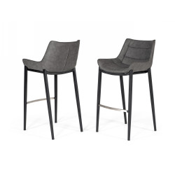 Modrest Robert - Modern Grey Eco-Leather Bar Stool (Set of 2)