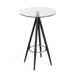 Modrest Dallas - Clear Glass and Black Metal Bar Table