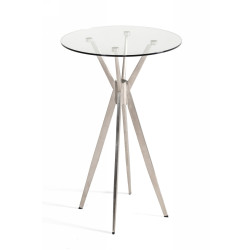 Modrest Kaitlyn - Modern Stainless Steel & Glass Bar Table 