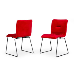 Modrest Yannis - Modern Red Fabric Dining Chair (Set of 2)
