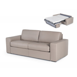 Accenti Italia Merlino - Modern Full Leather Grey Sofa Bed