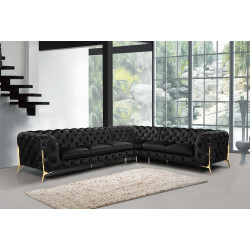 Divani Casa Sheila - Modern Black Velvet Sectional Sofa