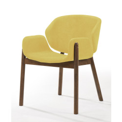 Modrest Jozy - Modern Yellow & Walnut Dining Chair (Set of 2)