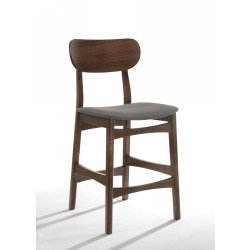 Modrest Lynn - Modern Grey & Walnut Bar Chair (Set of 2)