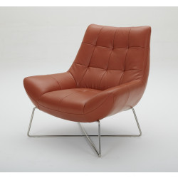 Divani Casa Istra - Modern Orange Full Leather Lounge Chair