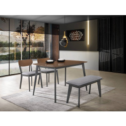 Modrest Lillian - Modern Walnut and Grey Dining Set