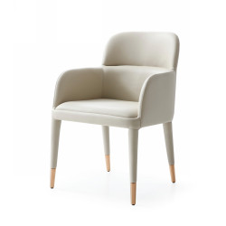 Modrest Cortina - Modern Beige Eco-Leather Dining Arm Chair