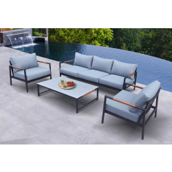 Renava Kiowa - Modern Outdoor Grey & Black Sofa Set