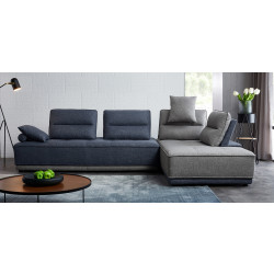 Divani Casa Glendale - Modern Blue + Grey Fabric Modular Sectional Sofa