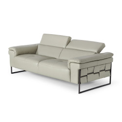 Divani Casa Shoden - Modern Light Grey Leather Loveseat