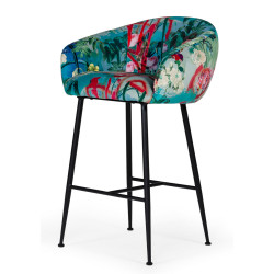 Modrest Roxann - Contemporary Floral Velvet Bar Stool