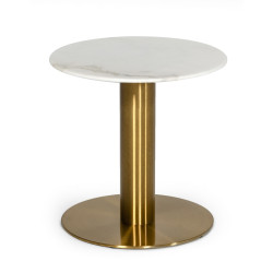 Modrest Fairway - Glam White Marble and Brushed Gold End Table