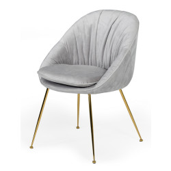 Modrest Fenton - Modern Light Grey Velvet and Gold dining Chair