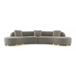 Divani Casa Frontier - Glam Grey Fabric Curved Sectional Sofa