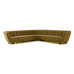 Divani Casa Granby - Glam Mustard + Gold Fabric Sectional Sofa