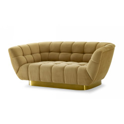 Divani Casa Granby - Glam Mustard and Gold Fabric Loveseat