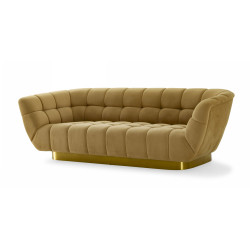 Divani Casa Granby - Glam Mustard and Gold Fabric Sofa