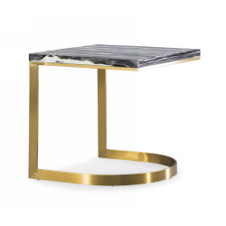 Modrest Greely - Glam Black and Gold Marble End Table