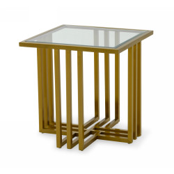 Modrest Kodiak - Glam Clear Glass and Gold Glass End Table