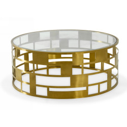 Modrest Kudo - Glam Clear Glass and Gold Glass Coffee Table
