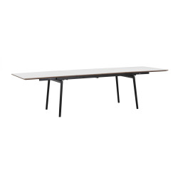 Modrest Eaton - Modern Black Metal and White Ceramic Top Extendable Dining Table