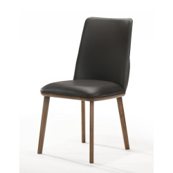Modrest Utah - Modern Walnut and Brown Eco-Leather Dining Chair- Set of 2