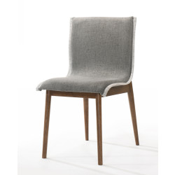 Modrest Ackley - Modern Walnut and Grey Fabric Dining Chair- Set of 2