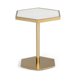 Modrest Drexal - Glam White Marble and Brass End Table