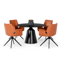 Modrest Edith - Modern Round Black Ceramic Dining Table