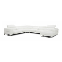 Divani Casa Hawkey - Contemporary White Full Leather U Shaped Sectional Sofa