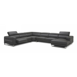 Divani Casa Hawkey - Contemporary Grey Full Leather U Shaped Sectional Sofa