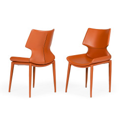Modrest Helwig - Contemporary Cognac Eco-Leather Dining Chair  (Set of 2)