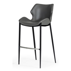 Modrest Ithaca - Industrial Grey Eco-Leather Bar Stool (Set of 2)