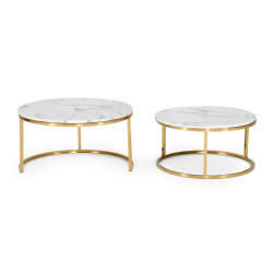 Modrest Jenkin - Modern Gold and Marble Coffee Table Set