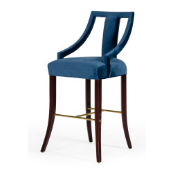 Modrest Kimball - Glam Blue Velvet Bar Stool