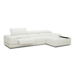 Divani Casa Chrysanthemum Mini - Modern White Leather Right Facing Sectional Sofa