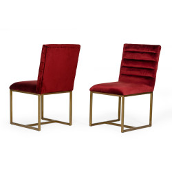 Modrest Barker - Modern Red & Brush Gold Dining Chair (set of 2)