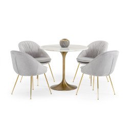 Modrest Collins - Glam White Marble & Gold Dining Table