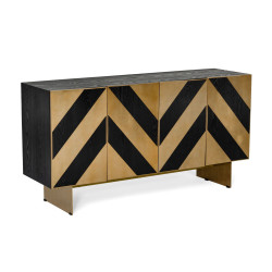 Modrest Perret - Glam Black Ash & Brushed Brass Modern Buffet