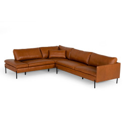 Divani Casa Sherry - Modern Cognac Leather Left Facing Sectional Sofa